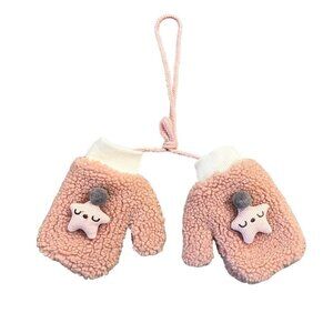 Pink Star Fuzzy Gloves